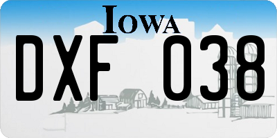 IA license plate DXF038