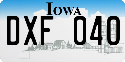 IA license plate DXF040