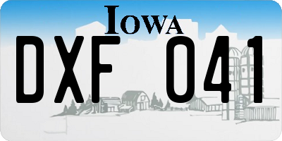 IA license plate DXF041