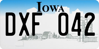 IA license plate DXF042