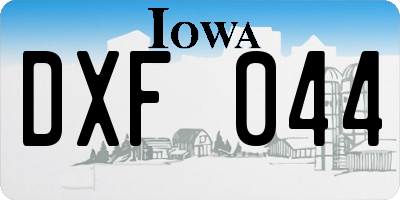 IA license plate DXF044