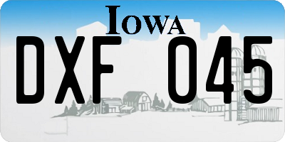 IA license plate DXF045