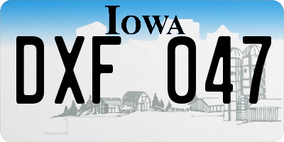 IA license plate DXF047