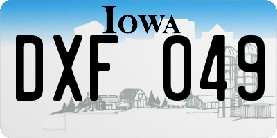 IA license plate DXF049