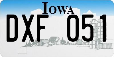 IA license plate DXF051