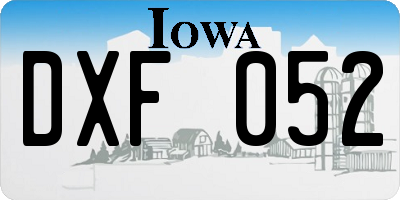 IA license plate DXF052