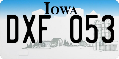 IA license plate DXF053