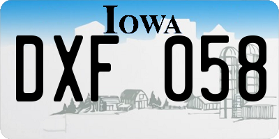 IA license plate DXF058