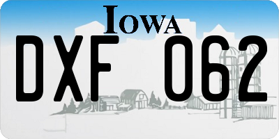 IA license plate DXF062