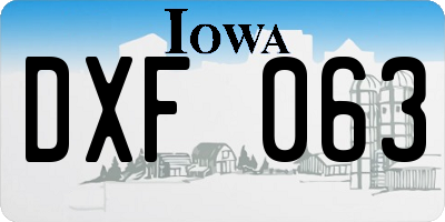 IA license plate DXF063