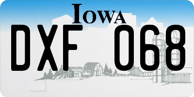 IA license plate DXF068