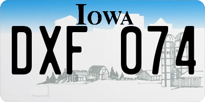 IA license plate DXF074