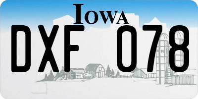 IA license plate DXF078