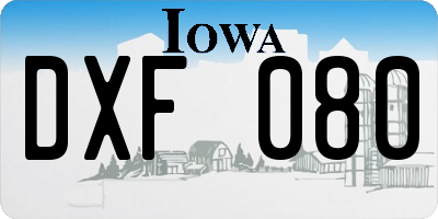 IA license plate DXF080