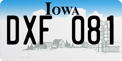 IA license plate DXF081