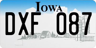 IA license plate DXF087