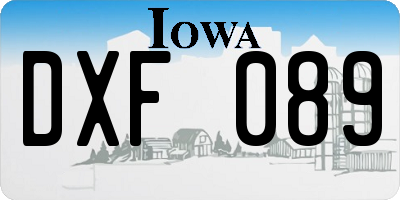 IA license plate DXF089