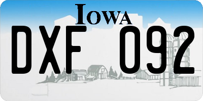 IA license plate DXF092
