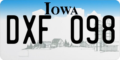 IA license plate DXF098