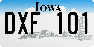 IA license plate DXF101