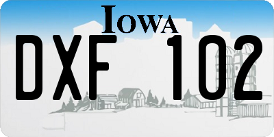 IA license plate DXF102