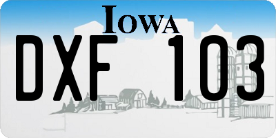 IA license plate DXF103