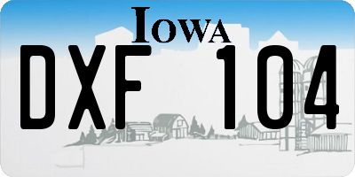 IA license plate DXF104