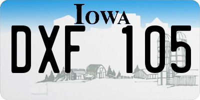 IA license plate DXF105