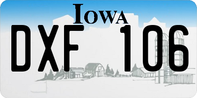 IA license plate DXF106