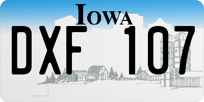 IA license plate DXF107