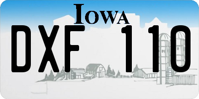 IA license plate DXF110