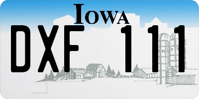 IA license plate DXF111