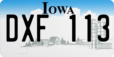 IA license plate DXF113