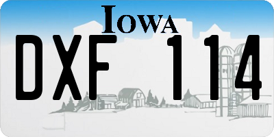 IA license plate DXF114