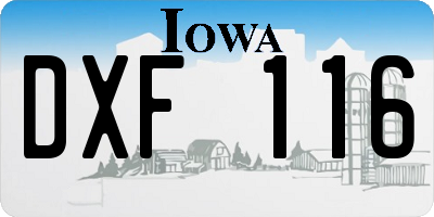 IA license plate DXF116