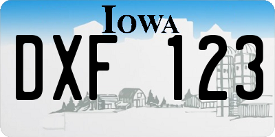 IA license plate DXF123