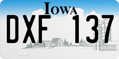 IA license plate DXF137