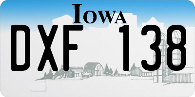 IA license plate DXF138