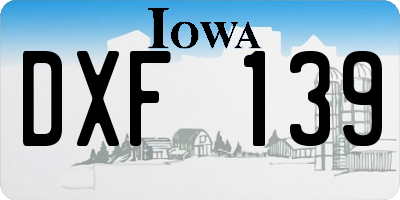 IA license plate DXF139