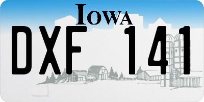 IA license plate DXF141