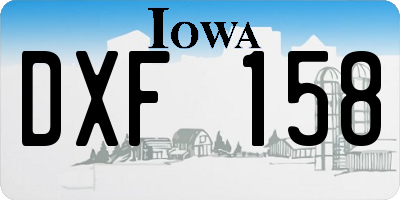 IA license plate DXF158