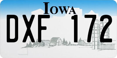 IA license plate DXF172