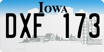 IA license plate DXF173