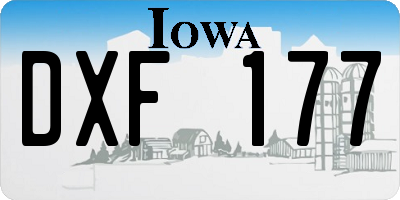IA license plate DXF177