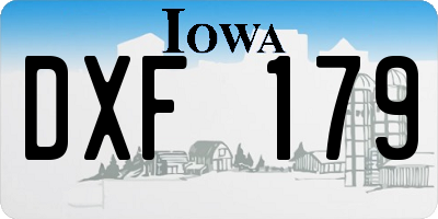 IA license plate DXF179