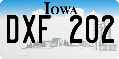 IA license plate DXF202