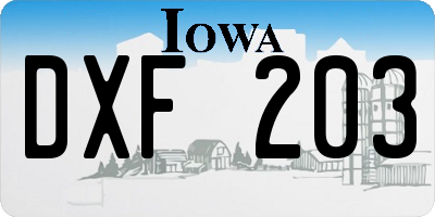 IA license plate DXF203
