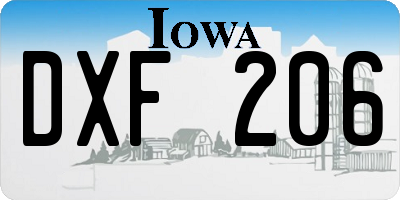 IA license plate DXF206