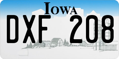 IA license plate DXF208