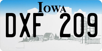 IA license plate DXF209